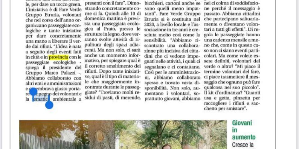 Fare Verde sul Corriere di Arezzo per la Città del Natale